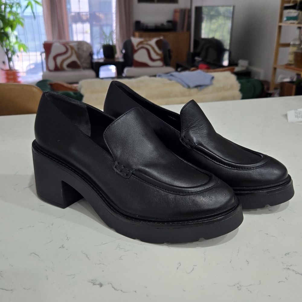 Vince Black Leather Loafers - Women's 8.5 - Picture 2 of 5